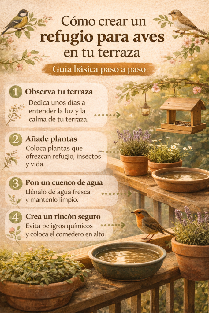 infografía sobre como crear un refugio para aves