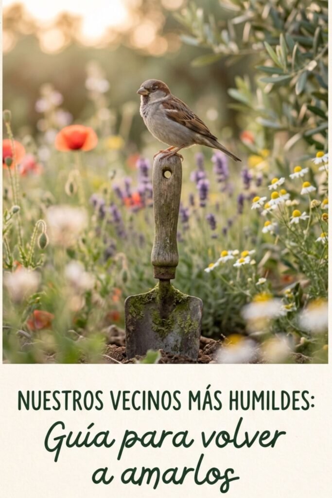 gorrión posado en el campo