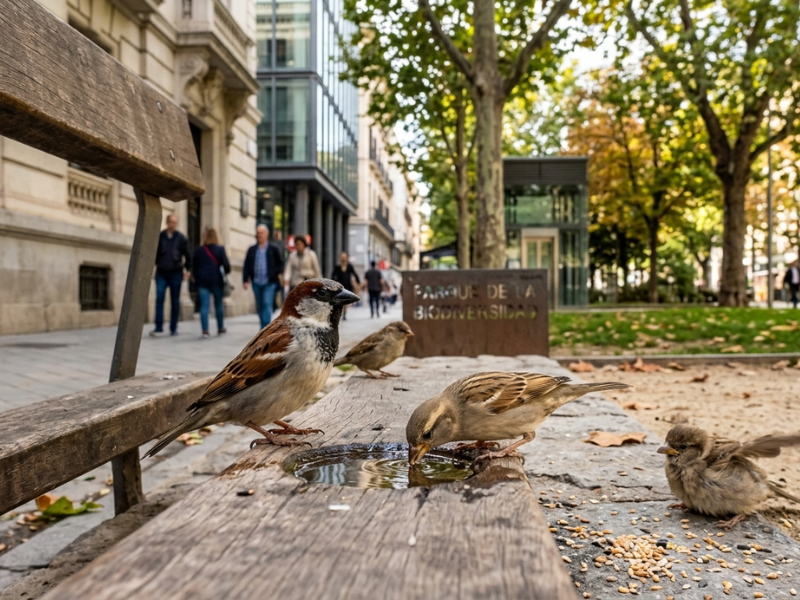 gorriones en un parque