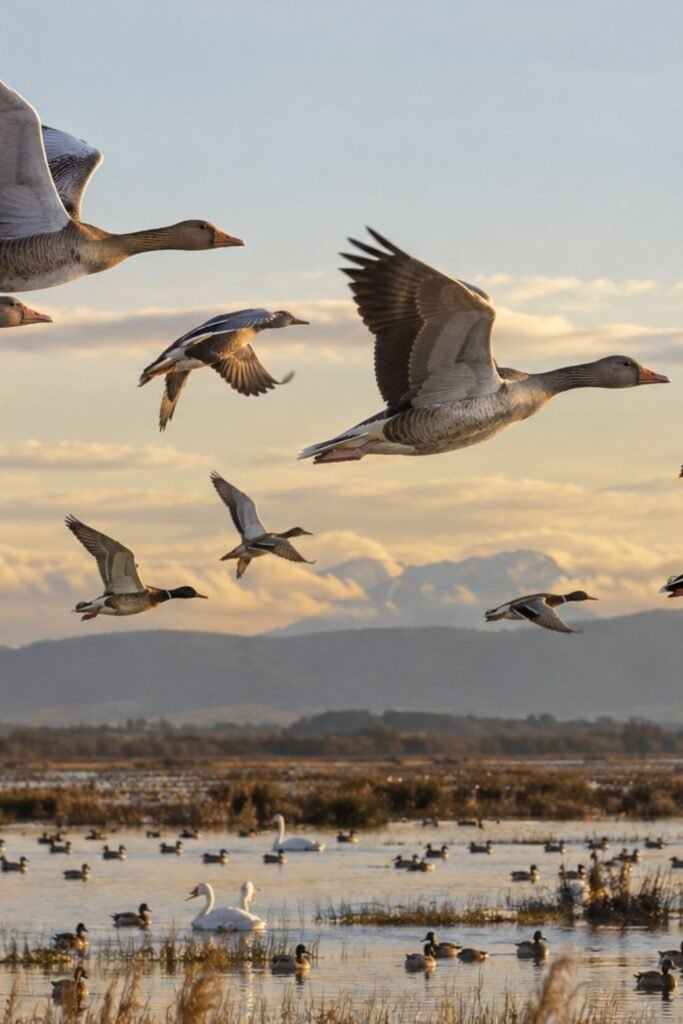 aves que anuncian el otoño(1) ansares en vuelo