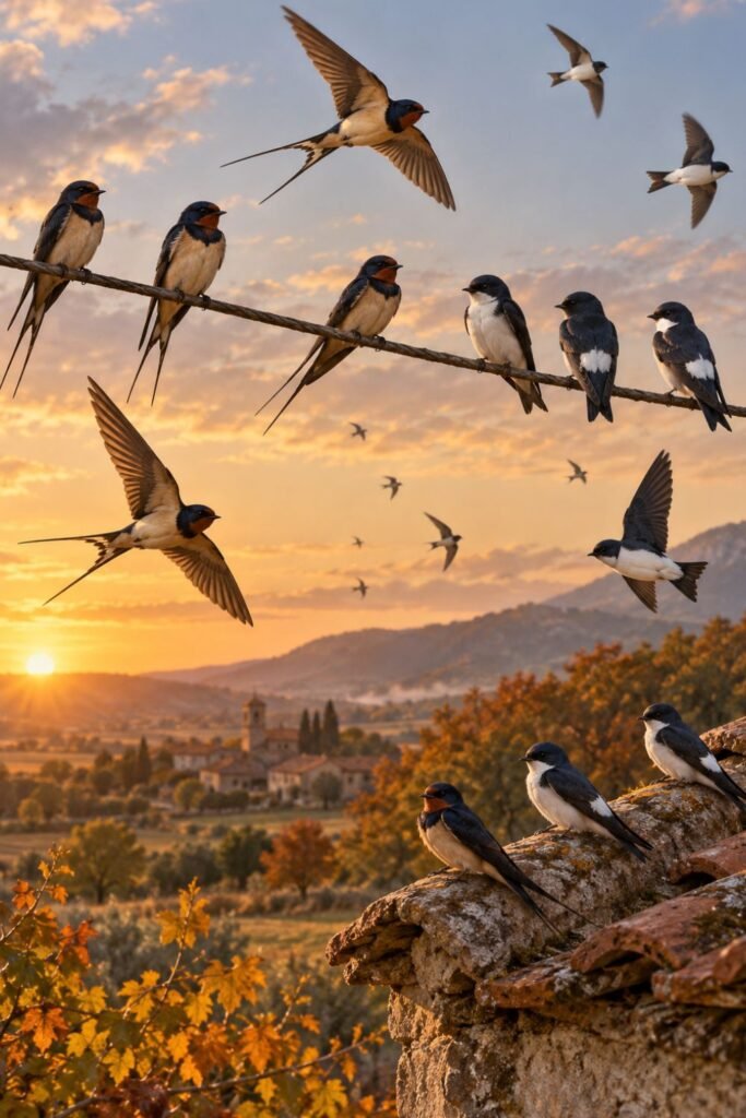 aves que anuncian el otoño(7) golondrinas y aviones